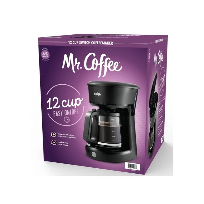 Mr. Coffee Easy On/Off 12-Cup Coffee Maker Switch Pour Grab-a-Cup