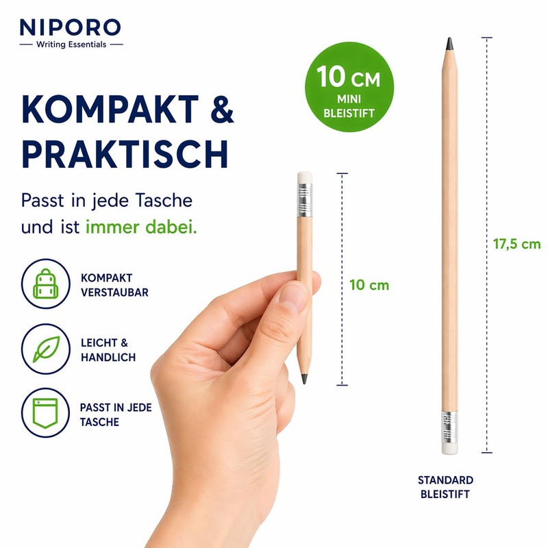 NIPORO 200 Mini Pencils Short Half Pencils with Eraser Golf