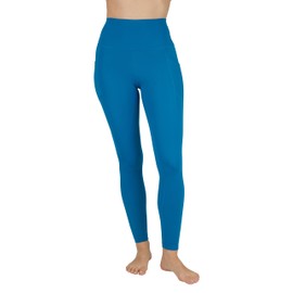 90 Degree By Reflex High Waist Fleece Lined Leggings with Side Pocket - Mykonos Blue - Small