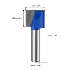 sourcing map 17mm Dia 8mm Shank Bottom Cleaning Router Bit, 2 Flutes Carbide Tipped Cutter Uncoated for Woodworking