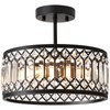 Pevfah Crystal Black Ceiling Light, Modern Semi Flush Mount Ceiling