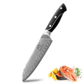 Santoku Knife 7 Inch, XingRui Series Professional Kitchen Knife Forged with VG-10 Super Steel 67-Layer Damascus, Non-slip ABS Ergonomic Triple Rivet Handle, Razor Sharp Lightweight Multipurpose