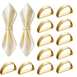DIODUODA Metal Napkin Rings Set，Semicircle Napkin Holders Rings Elegant Napkin Buckles Holiday Napkin Rings for Dinner Table Decor Valentine's Day Easter Wedding Party Decorations (Gold)