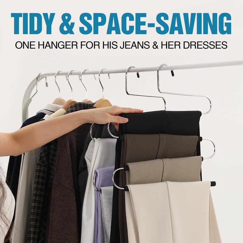 ICOFUPO Multiple Space Saving Non Slip Foam Padded Pants Hangers