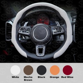 Napa Nappa Leather car steering wheel cover New Quick Turn Non-Slip Breathable Ultra-Thin Universal Grip Cover Suitable for Four Seasons car accessories:_[Black] Napa leather
