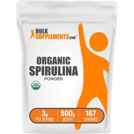 BulkSupplements Organic Spirulina Powder 500G Superfood Supplement For Wellness And Health