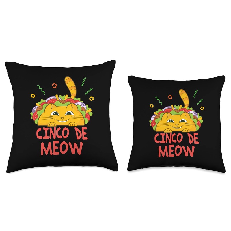 Cinco De Meow Taco Cat Cinco De Mayo Throw Pillow