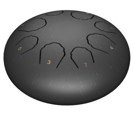 Professional Steel Tongue Drum for Adults & Kids - 6 inch Hand Percussion Instrument Rain Drum with 8 Notes for Yoga, Meditation, Music Therapy & Concerts Play (Black, 6 Inch)