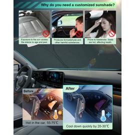 GAFAT Compatible with Hyundai Kona SX2 2024 2025 Sunshades Front Window Indoor, Kona SX2 Hybird EV Windscreen Parasol Sun Visor Sun Protection, Cooling, UV Protection, Kona 2024 Accessories