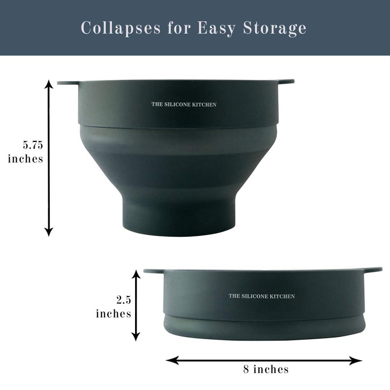 The Silicone Kitchen Silicone Microwave Popcorn Maker Collapsible Bowl, Non-Toxic,