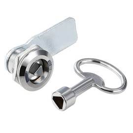 sourcing map Cam Lock with Triangle Socket Key, 3/4" Cylinder Length, Fits on 3/8" Max Panel Thickness, Zinc Alloy Chrome Plated, Keyed Alike