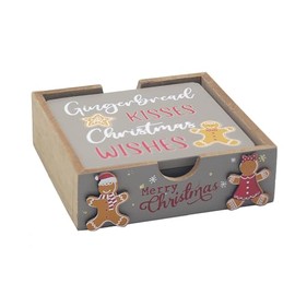 Lesser & Pavey Christmas Gingerbread Themed Set of 4 Coasters - 11cm x 11cm - Gift Idea for Christmas Themed Coaster Gingerbread UK Design Hot Drinks Tea Coffee - Christmas Coaster