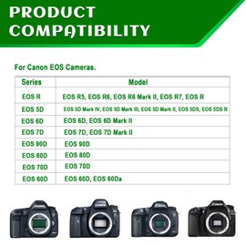 Gonine for Canon R6 Mark II Dummy Battery LP-E6 LP-E6NH ACK-E6 AC Power Adapter for Canon EOS R R5 R6 R7, 90D 80D 70D 60D, 7D 6D, 6D Mark II, 7D Mark II, 5D Mark II III IV, 5DS 5DSR Cameras.