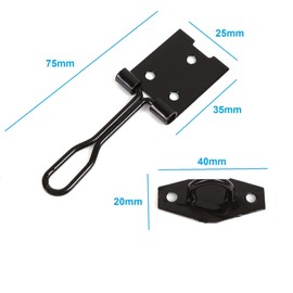 TERF® Wire Hasp and Staple Set Black 75mm [ 3 inch ] including Fixing Screw For Use with Outdoor House Cabinet Cupboard Cage Door and Multi Purpose Use - Pack of 2