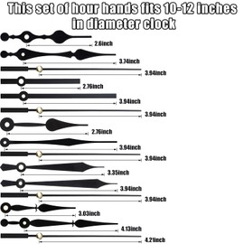 10 Styles Clock Hands, Clock Hands Kits Made of Aluminum, DIY Repair Parts Replacement for Clock Repair, Black (10 Inch)
