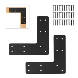 2 Pack 10''x10'' L Post Brackets,L Flat Mending Plate,L Post to Beam Bracket, L Pergola Bracket,L Shape Strap Plate Fit 4x4,6x6 Wood for Repair House,Truss framing,Pergola