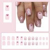 24Pcs Pink Valentines Day Press on Nails Medium Square Fake