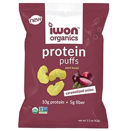 IWON Organics Puff de proteínas, alta proteína y orgánico, 8 bolsas, Caramelized Onion                                                                