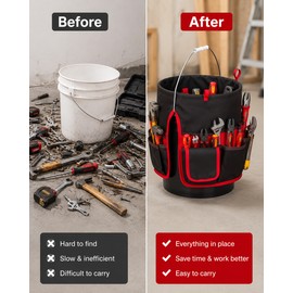 Bucket Tool Organizer for 3.5–5 Gallon Buckets – Heavy-Duty Multi-Pocket Storage Bag for Electricians and Garden Work