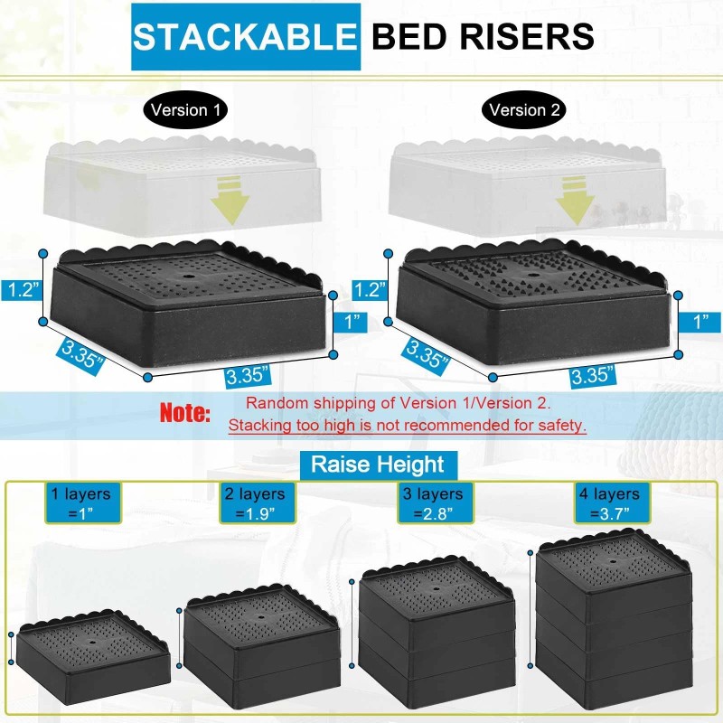 Egttgin Bed Risers 1 Inch 2 Inch 3 Inch 4