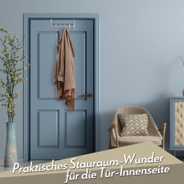 4smile Door Coat Rack for Hanging Inside - Stainless Steel Door Coat Rack for Back Door with Non-Slip and Felt Pads - Space Saving Door Hooks as Clothes Hooks Door Inside