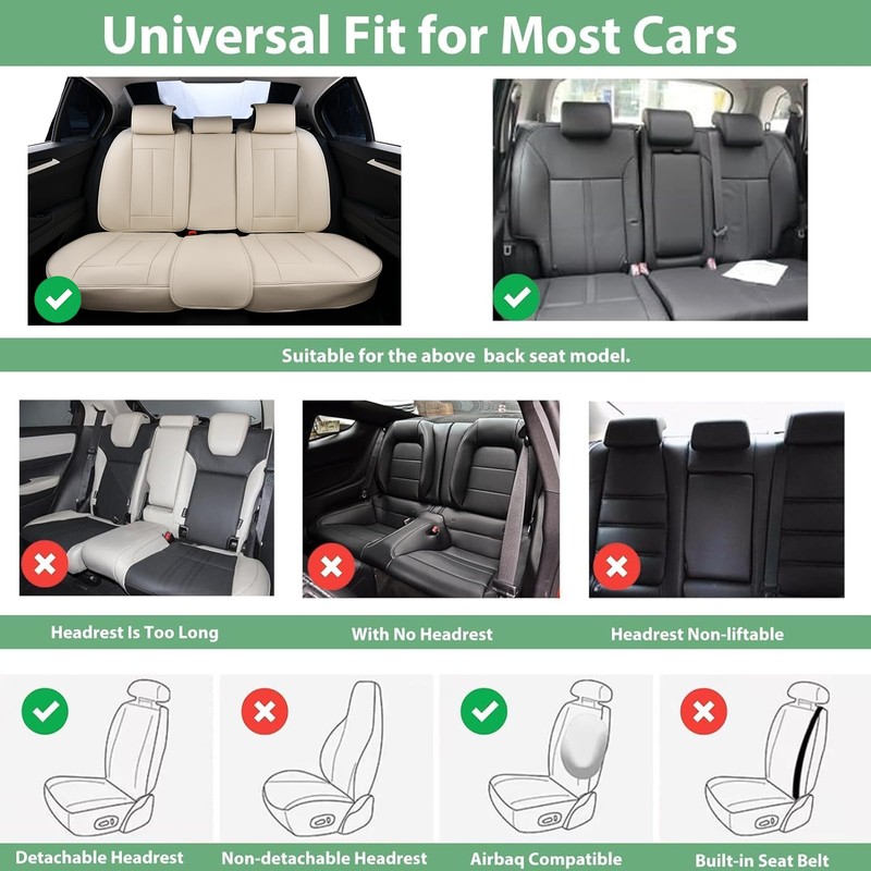 Leather Car Seat Cover for Front Pair, Anti-slip Universal Light