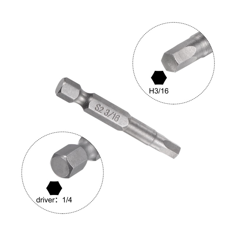 sourcing map 3/16 Inch Hex Screwdriver Bit SAE 1/4 Inch