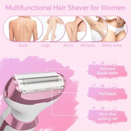 Maquinilla de afeitar eléctrica para mujeres, recortadora de bikini 4 en 1 y afeitadora corporal para nariz, vello facial, cejas, brazos, piernas, axi
