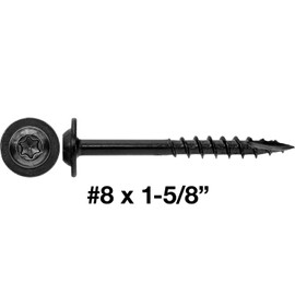 #8 x 1-5/8" Round Washer Head Truss Head Screw. Torx/Star Drive Head Wood Screws. Multipurpose Cabinet, Furniture, Siding and Trim and General Construction - 1 Pound ~161 Screws
