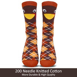 awufncksn Thanksgiving Socks for Women and Men, Fun Turkey Crew Socks with Argyle Pattern, Cute Animals Holiday Decor Stuff, Novelty Fall Christmas Gifts for Youth Girls Boys Teens Running Accessories