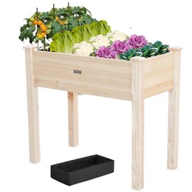ZSYWODFO 34x18x30in Raised Garden Bed,Wooden Raised Garden Beds Outdoor,Elevated Wooden Planter Box with Legs,Small Raised Garden Bed for Backyard/Patio/Gardener (Natural, 34x18x30in)