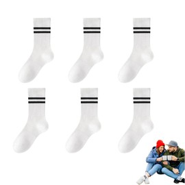 6 Pares Calcetas Deportivas Mujer, Calcetas Largas Mujer Deportivas, Calcetas Blancas, Diseño Clásico Que Se Puede Combinar Con Cualquier Prenda y Calzado Que Elija