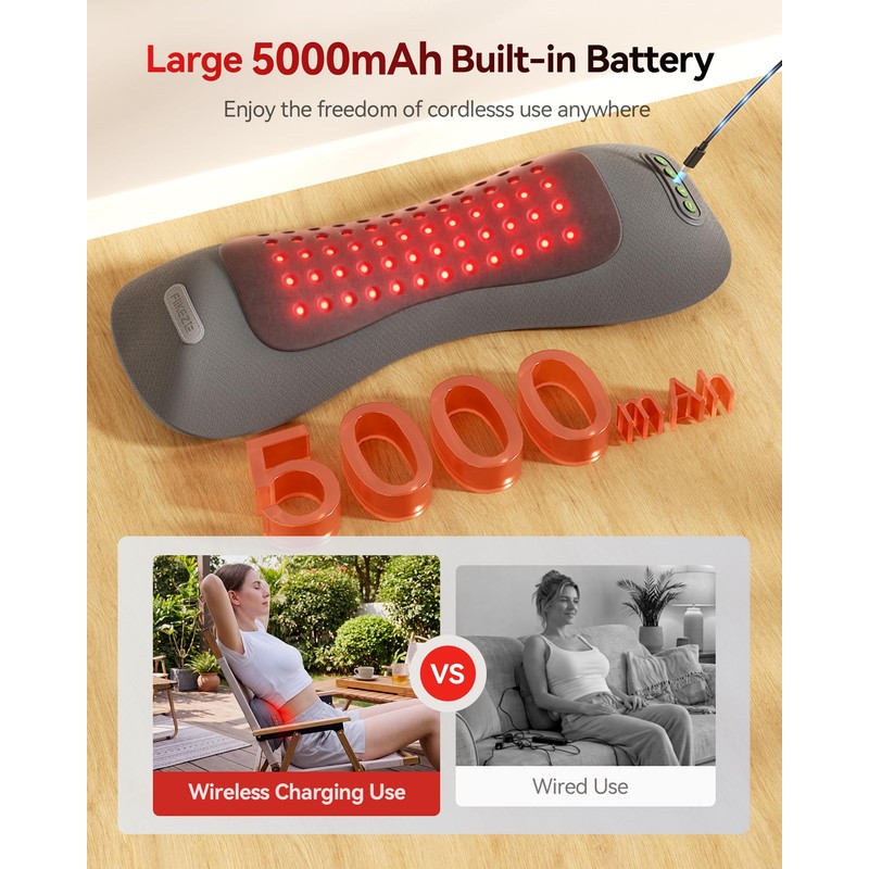4-in-1 Lumbar Massager with Red Light 660/850nm Cordless 5000mAh