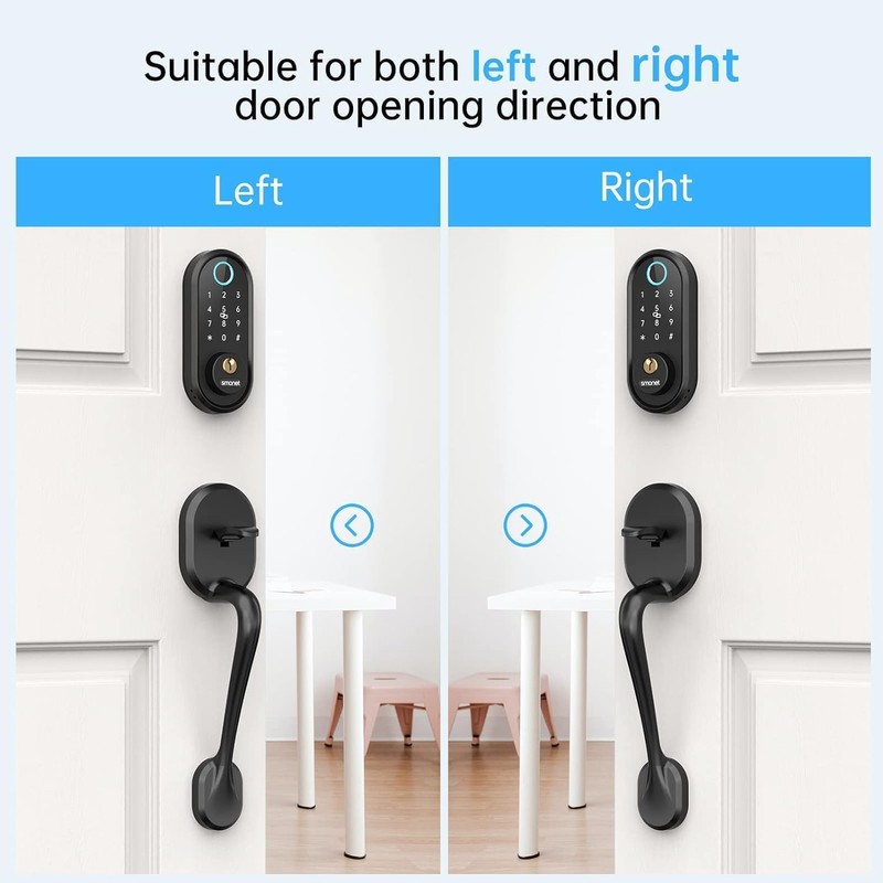 SMONET Front Door Lock Set with Handle, Smart Fingerprint Keyless