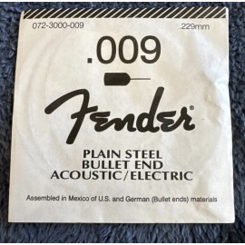 Fender Plain Steel Bullet End Acoustic/ Electric Guitar String .009 .2229mm