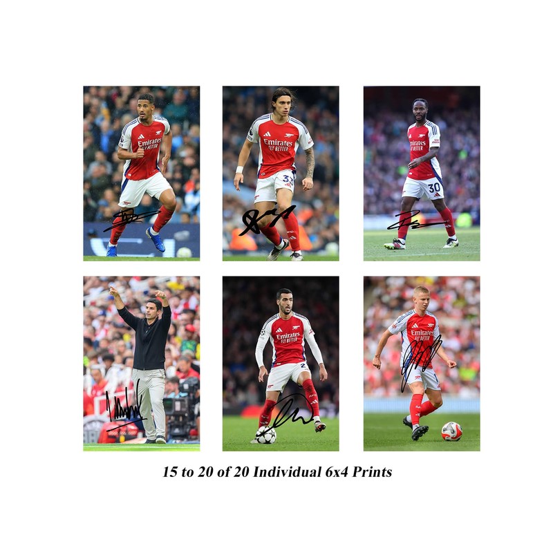Set of 20 Individual Arsenal 2024/5 Football Players Signed 6X4