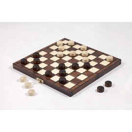 10" Traditional Hand Crafted Wooden Draughts Checkers Set