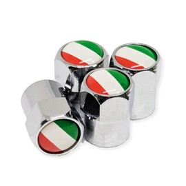 Flag Design Aluminum Alloy Air Valve Caps for Cars Set of 4 Tire Caps Dustproof Cover Automotive Universal Tire 500 595 Cinquecento Emblem Aluminum Flag Tune Car Bike Checkered Flag (Italy)