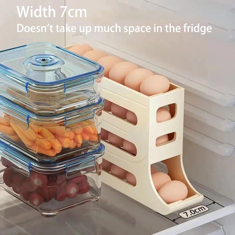 Jidyllic 4-Tier Auto Rolling Egg Dispenser,Automatic Scrolling Egg Rack Holder