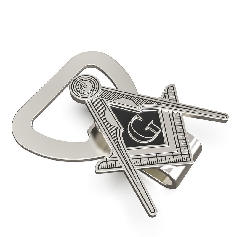 Freemason Hat Clip Bottle Opener - Silver & Black Masonic