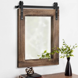 AAZZKANG Large Rectangle Mirror Rustic Wood Hanging Mirror Large 30"x22" Decorative Farmhouse Bedroom Bathroom Mirrors Home Wall Decor