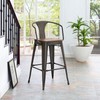 Modway Promenade Industrial Modern Steel Bistro Bar Stool with Arms