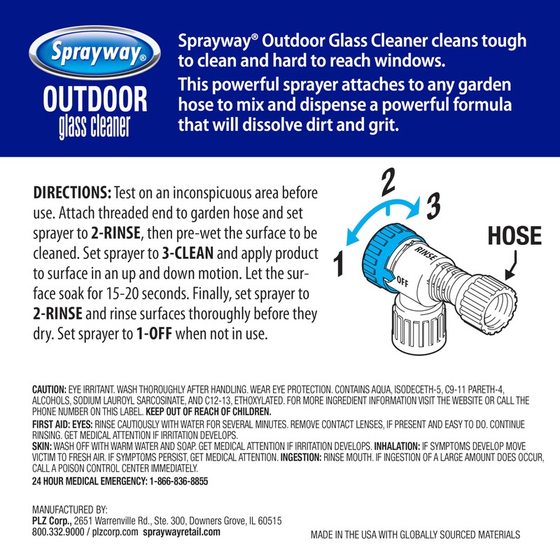 Sprayway Outdoor Glass Cleaner, 32oz | Streak-Free Shine, Foaming Action