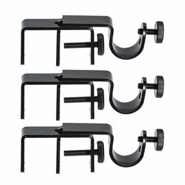 Myskuasin Outside Mounted Blinds Curtain Rod Bracket - Tool-Free No Drill Installation for 1.3-2 Inch Rectangular Headrails, Black 3-Pack
