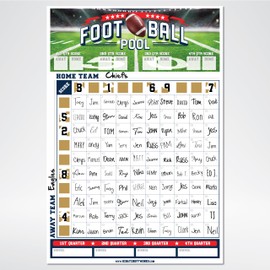 Football Pool Squares Poster with Scratch Off (13" x 19") - Football Pool Board - Football Betting Board - Football Squares Board 100 - Superbowl Party Decorations - Scratch Off Betting Cards