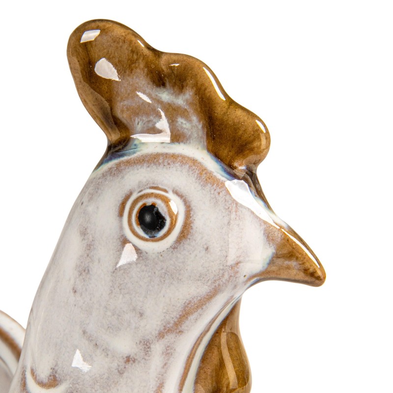Creative Co-Op Stoneware Chicken Shaped Sponge Holder/Soap Dish with Reactive
