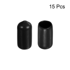 sourcing map 15pcs Rubber End Caps 5/16"(8mm) ID Vinyl Round End Cap Cover Screw Thread Protectors Black