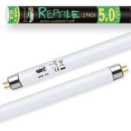LUCKY HERP 2 Pack T5 UVB 5.0 Reptile Light 24W, UVA UVB Fluorescent Lamp Tube, UVB Lighting Bulb for Turtles, Chameleon, Tortoises, Lizard