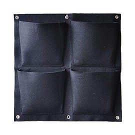 tooloflife Wall Hanging Planter Bags Plant Bag Flower Bag Black Balcony Railing Fence Flowers Herb Vegetable Plants (Square, 4 Pockets)