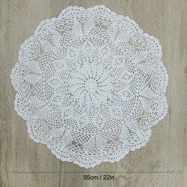 kilofly Handmade Crochet Cotton Lace Table Sofa Doily, Waterlily, White, 22 inch